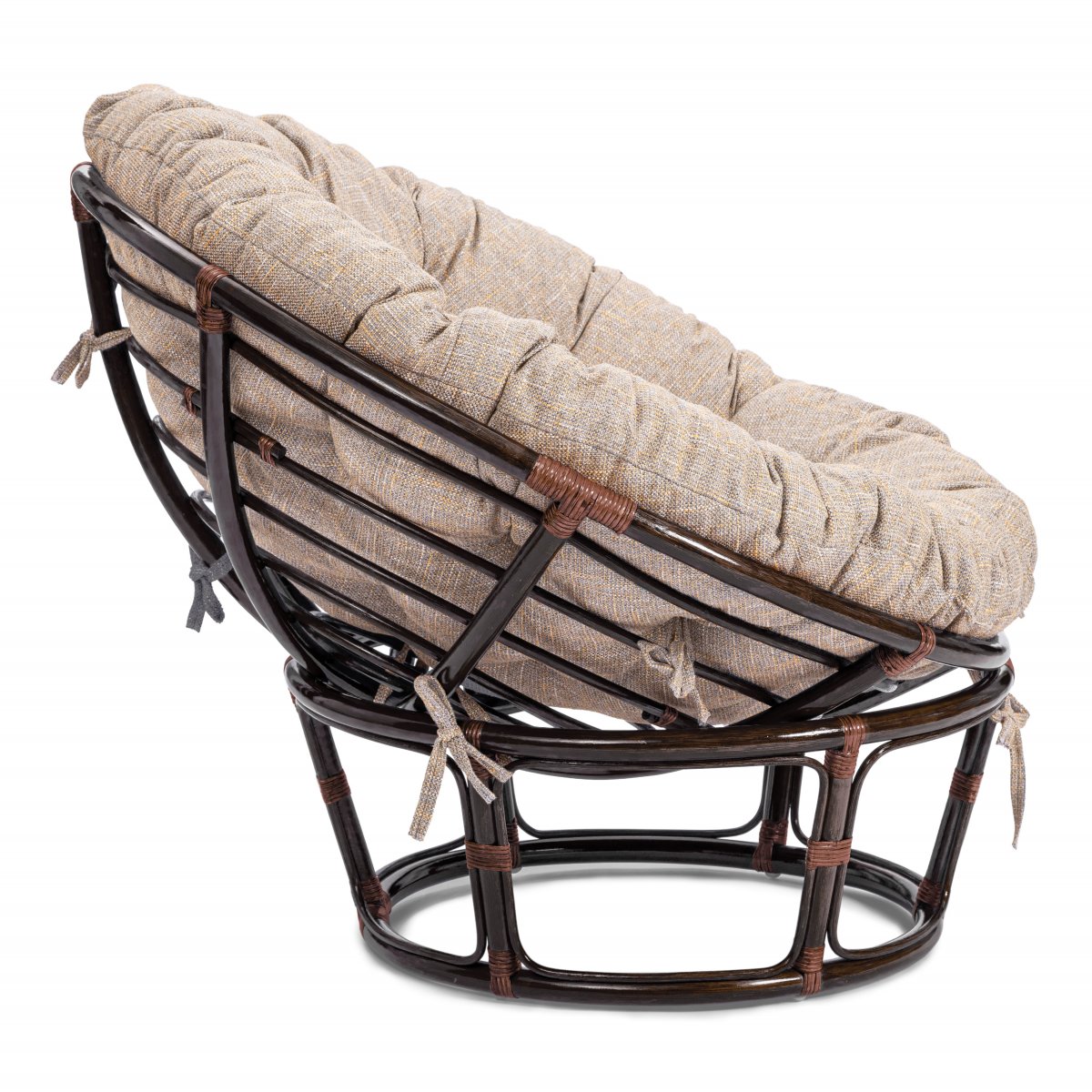 Кресло Папасан/Papasan (23/01 W) /с подушкой и ремешками/ 115х101х104см, античный черно-коричневый, подушка рогожка, меланж фото 2
