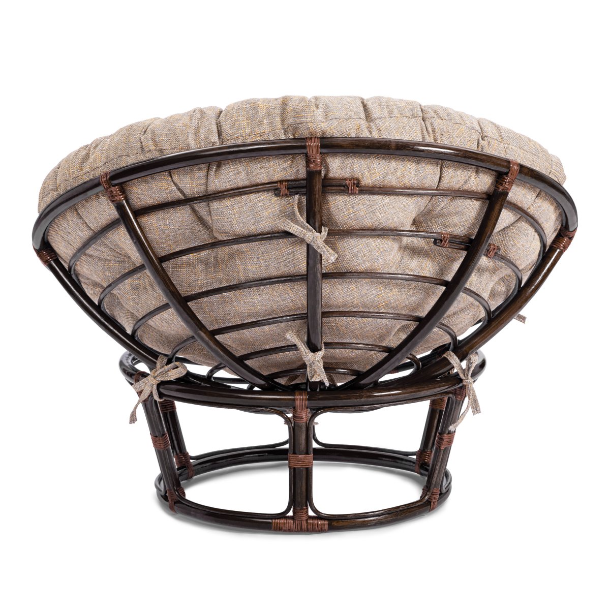 Кресло Папасан/Papasan (23/01 W) /с подушкой и ремешками/ 115х101х104см, античный черно-коричневый, подушка рогожка, меланж фото 3