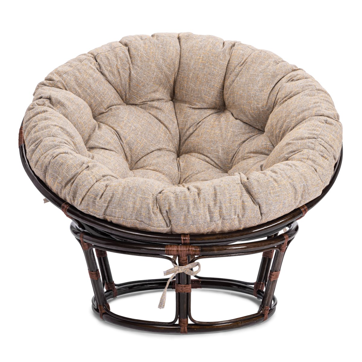 Кресло Папасан/Papasan (23/01 W) /с подушкой и ремешками/ 115х101х104см, античный черно-коричневый, подушка рогожка, меланж фото 10