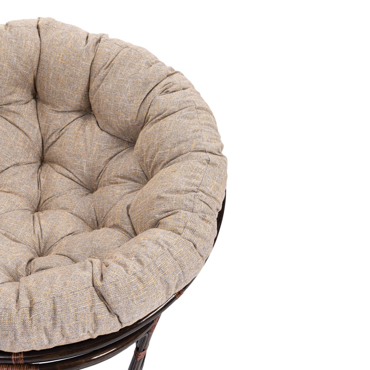 Кресло Папасан/Papasan (23/01 W) /с подушкой и ремешками/ 115х101х104см, античный черно-коричневый, подушка рогожка, меланж фото 14