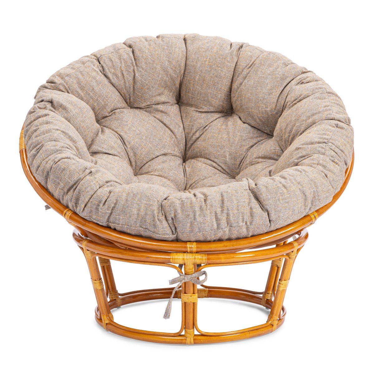 Кресло Папасан/Papasan (23/01 W) /с подушкой и ремешками/ 115х101х104см, коньячный, подушка рогожка, меланж фото 4