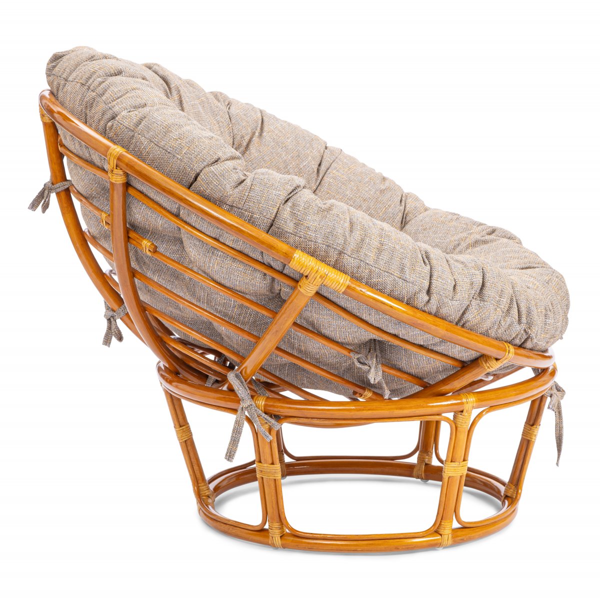 Кресло Папасан/Papasan (23/01 W) /с подушкой и ремешками/ 115х101х104см, коньячный, подушка рогожка, меланж фото 7