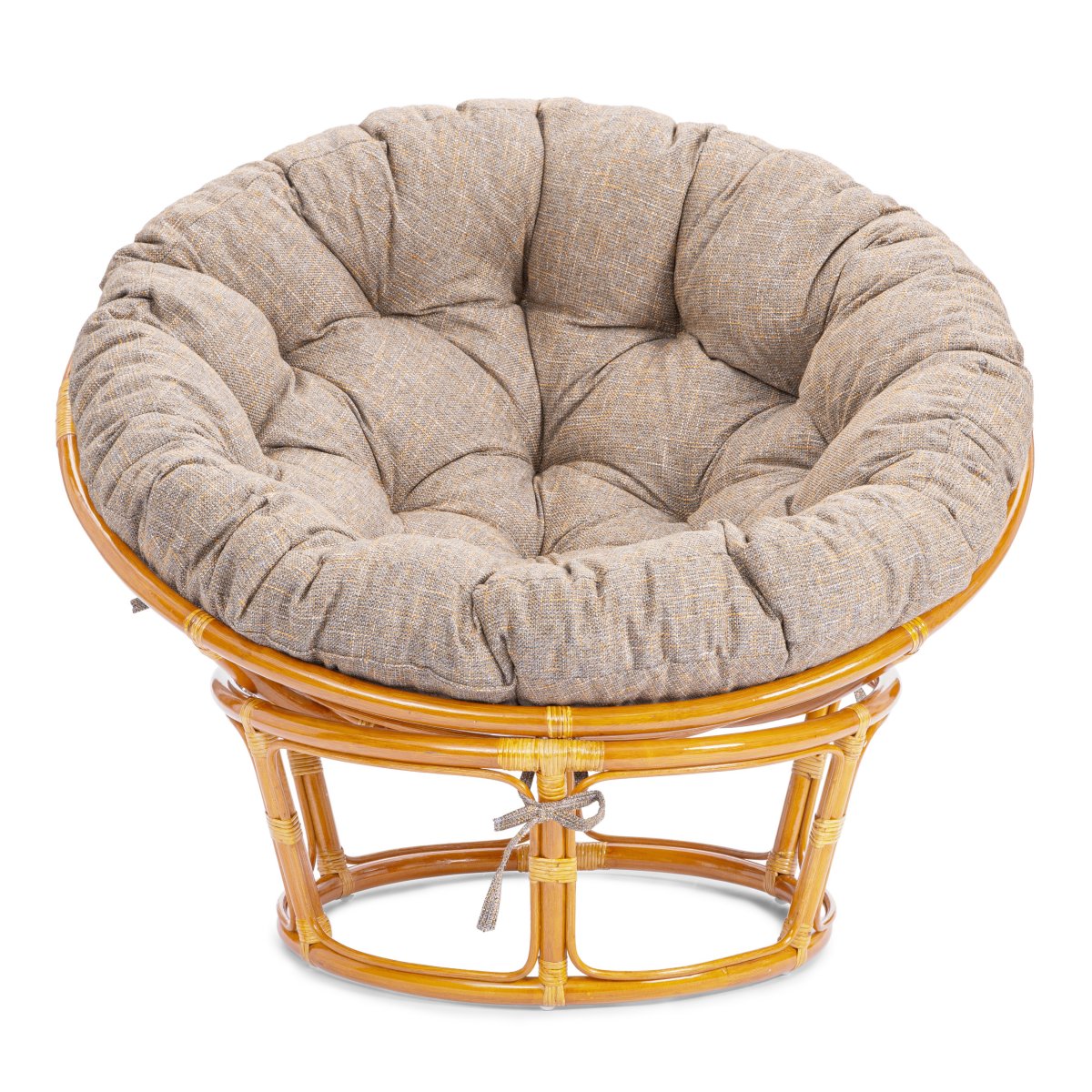 Кресло Папасан/Papasan (23/01 W) /с подушкой и ремешками/ 115х101х104см, медовый, подушка рогожка, меланж фото 4