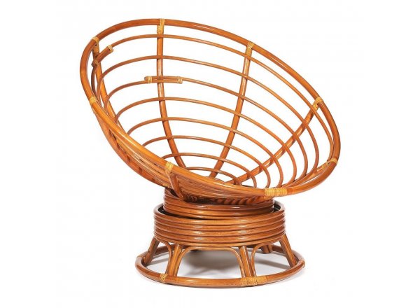 Кресло-качалка Папасан/Papasan (W 23/01 B) /с подушкой/ 115х78х104см, коньячный, ткань старт