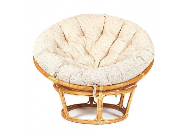 Кресло Папасан/Papasan (23/01 W) /с подушкой и ремешками/ диаметр подушки 129см, 115х101х104см, медовый, ткань старт