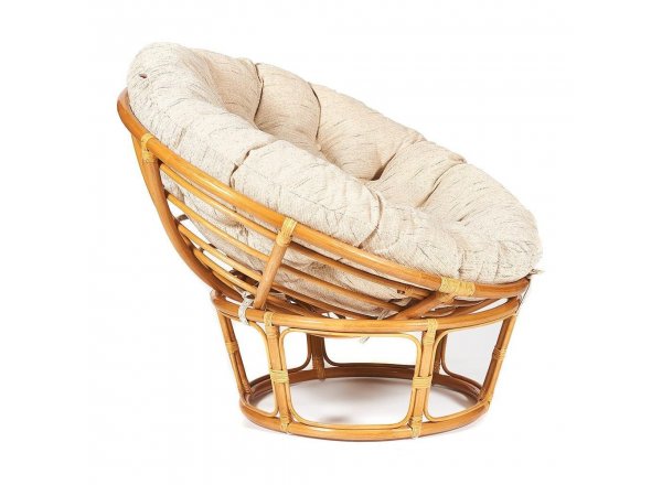 Кресло Папасан/Papasan (23/01 W) /с подушкой и ремешками/ диаметр подушки 129см, 115х101х104см, медовый, ткань старт