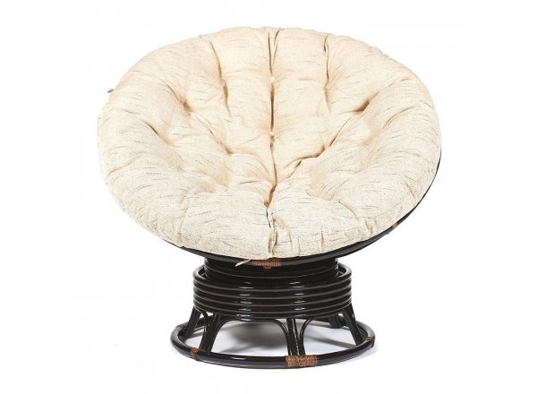 Кресло-качалка Папасан/Papasan (W 23/01 B) /с подушкой/ 115х78х104см, античный черно-коричневый, ткань старт фото 3