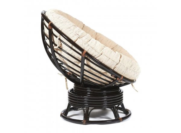 Кресло-качалка Папасан/Papasan (W 23/01 B) /с подушкой/ 115х78х104см, античный черно-коричневый, ткань старт фото 4