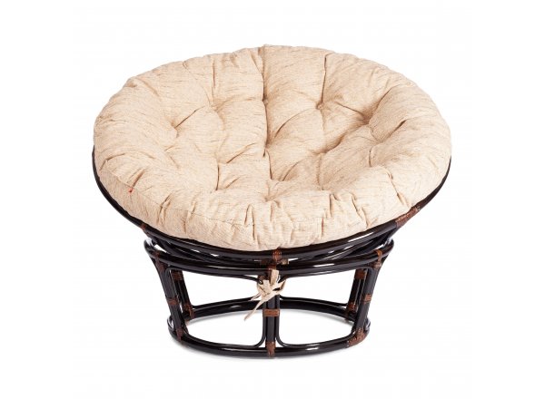 Кресло Папасан/Papasan (23/01 W) /с подушкой и ремешками/ диаметр подушки 129см, 115х101х104см, античный черно-коричневый, ткань старт