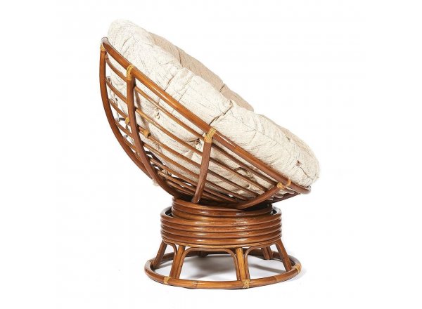 Кресло-качалка Папасан/Papasan (W 23/01 B) /с подушкой/ 115х78х104см, пекан орех, ткань старт