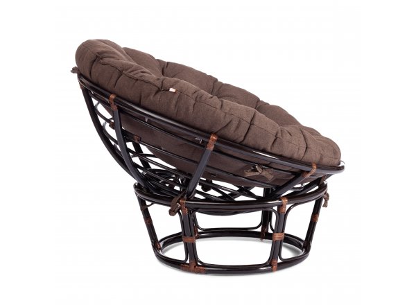Кресло Папасан/Papasan (23/01 W) /с подушкой и ремешками/ диаметр подушки 125см, 115х101х104см, античный черно-коричневый, ткань коричневый,