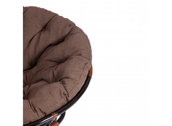 Кресло Папасан/Papasan (23/01 W) /с подушкой и ремешками/ диаметр подушки 125см, 115х101х104см, античный черно-коричневый, ткань коричневый, фото 7