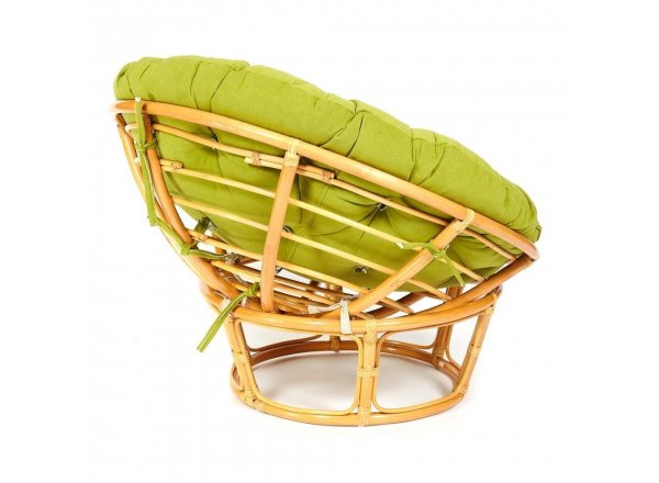 Кресло Папасан/Papasan (23/01 W) /с подушкой и ремешками/ диаметр подушки 125см, 115х101х104см, медовый, флок олива, 23