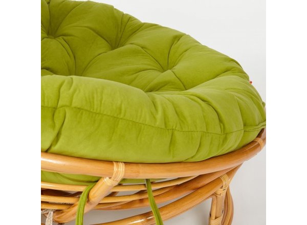 Кресло Папасан/Papasan (23/01 W) /с подушкой и ремешками/ диаметр подушки 125см, 115х101х104см, медовый, флок олива, 23 фото 7