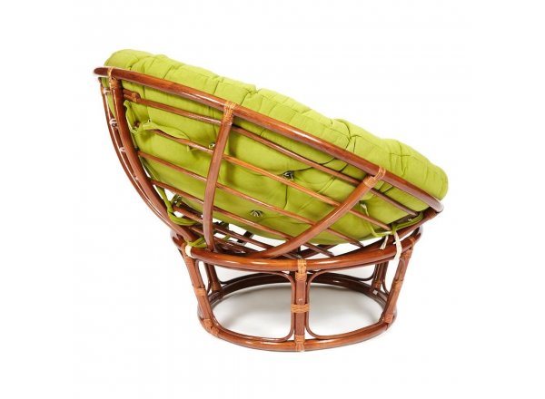 Кресло Папасан/Papasan (23/01 W) /с подушкой и ремешками/ диаметр подушки 125см, 115х101х104см, пекан орех, флок олива, 23 фото 7