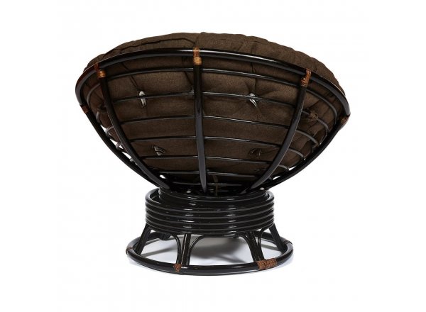 Кресло-качалка Папасан/Papasan (W 23/01 B) /с подушкой/ 115х78х104см, античный черно-коричневый, ткань коричневый, 3м7-147