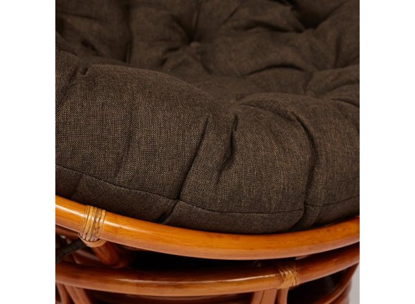 Кресло-качалка Папасан/Papasan (W 23/01 B) /с подушкой/ 115х78х104см, коньячный, ткань коричневый, 3м7-147 фото 6