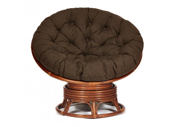 Кресло-качалка Папасан/Papasan (W 23/01 B) /с подушкой/ 115х78х104см, пекан орех, ткань коричневый, 3м7-147 фото 8