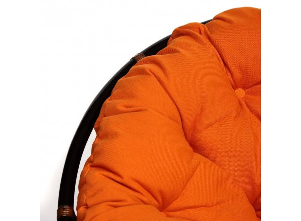 Кресло-качалка Папасан/Papasan (W 23/01 B) /с подушкой/ 115х78х104см, античный черно-коричневый, ткань оранжевый, с 23 фото 6