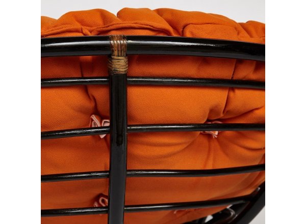 Кресло-качалка Папасан/Papasan (W 23/01 B) /с подушкой/ 115х78х104см, античный черно-коричневый, ткань оранжевый, с 23 фото 8