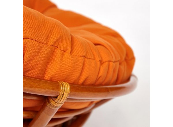 Кресло-качалка Папасан/Papasan (W 23/01 B) /с подушкой/ 115х78х104см, коньячный, ткань оранжевый, с 23 фото 7