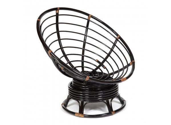 Кресло-качалка Папасан/Papasan (W 23/01 B) /с подушкой/ 115х78х104см, античный черно-коричневый, флок олива, 23