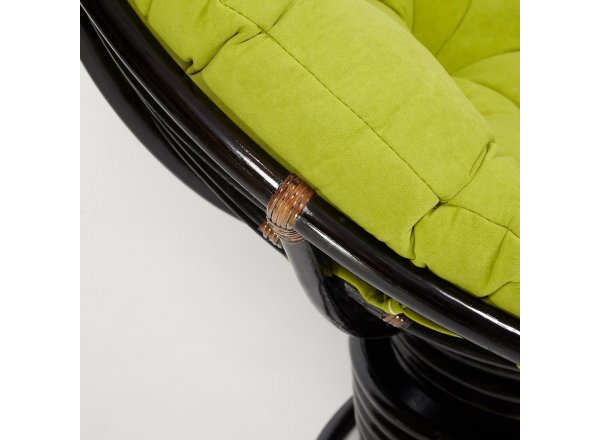 Кресло-качалка Папасан/Papasan (W 23/01 B) /с подушкой/ 115х78х104см, античный черно-коричневый, флок олива, 23