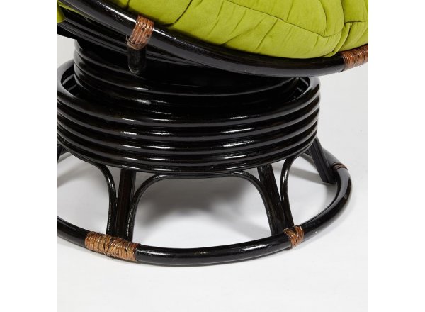 Кресло-качалка Папасан/Papasan (W 23/01 B) /с подушкой/ 115х78х104см, античный черно-коричневый, флок олива, 23 фото 6