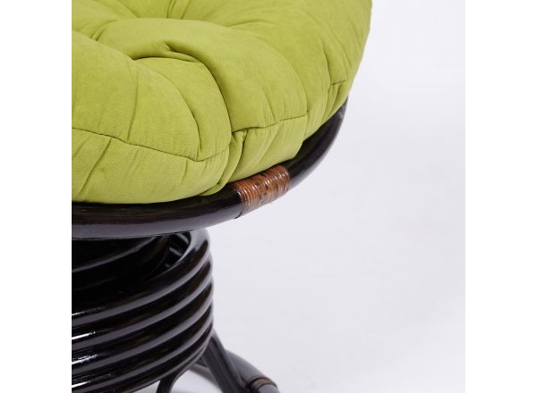 Кресло-качалка Папасан/Papasan (W 23/01 B) /с подушкой/ 115х78х104см, античный черно-коричневый, флок олива, 23 фото 7