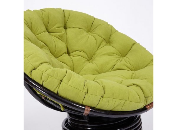 Кресло-качалка Папасан/Papasan (W 23/01 B) /с подушкой/ 115х78х104см, античный черно-коричневый, флок олива, 23 фото 8