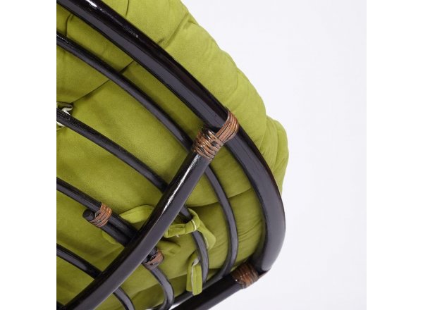 Кресло-качалка Папасан/Papasan (W 23/01 B) /с подушкой/ 115х78х104см, античный черно-коричневый, флок олива, 23 фото 10