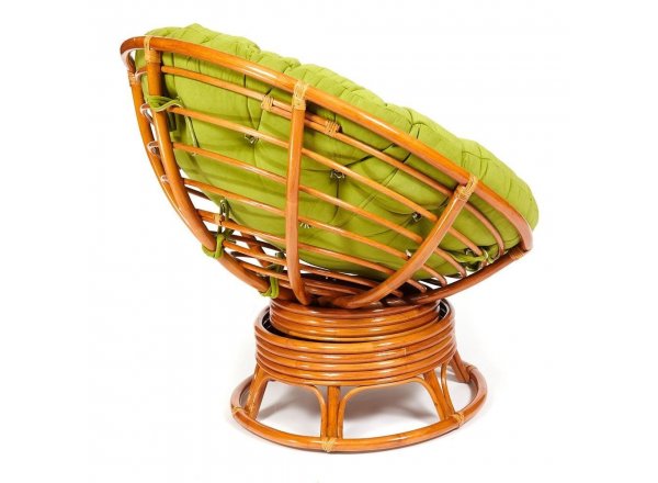 Кресло-качалка Папасан/Papasan (W 23/01 B) /с подушкой/ 115х78х104см, коньячный, флок олива, 23