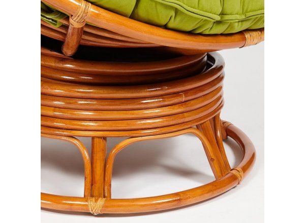 Кресло-качалка Папасан/Papasan (W 23/01 B) /с подушкой/ 115х78х104см, коньячный, флок олива, 23