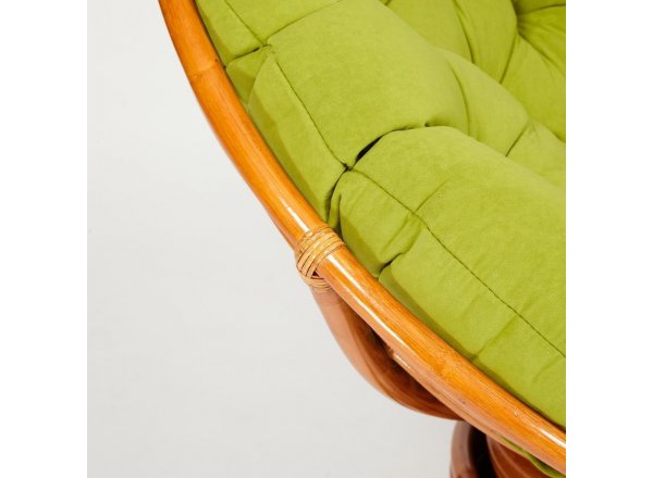 Кресло-качалка Папасан/Papasan (W 23/01 B) /с подушкой/ 115х78х104см, коньячный, флок олива, 23