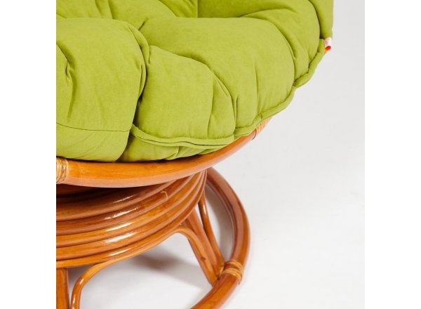 Кресло-качалка Папасан/Papasan (W 23/01 B) /с подушкой/ 115х78х104см, коньячный, флок олива, 23