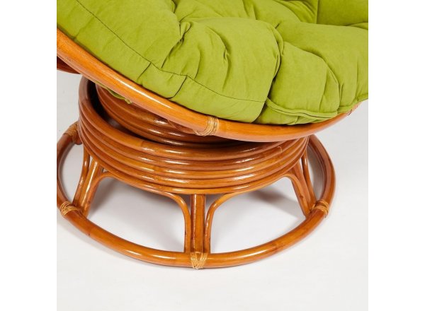 Кресло-качалка Папасан/Papasan (W 23/01 B) /с подушкой/ 115х78х104см, коньячный, флок олива, 23 фото 6