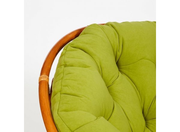 Кресло-качалка Папасан/Papasan (W 23/01 B) /с подушкой/ 115х78х104см, коньячный, флок олива, 23 фото 7