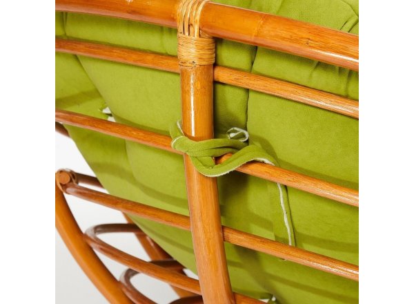 Кресло-качалка Папасан/Papasan (W 23/01 B) /с подушкой/ 115х78х104см, коньячный, флок олива, 23 фото 8