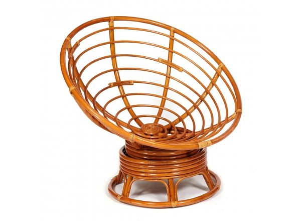 Кресло-качалка Папасан/Papasan (W 23/01 B) /с подушкой/ 115х78х104см, коньячный, флок олива, 23 фото 10
