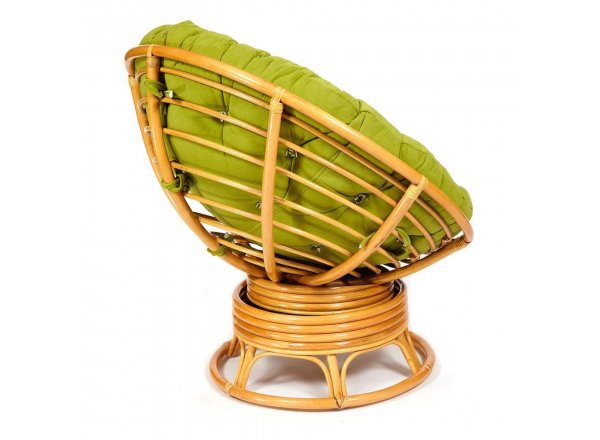Кресло-качалка Папасан/Papasan (W 23/01 B) /с подушкой/ 115х78х104см, медовый, флок олива, 23