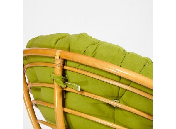 Кресло-качалка Папасан/Papasan (W 23/01 B) /с подушкой/ 115х78х104см, медовый, флок олива, 23 фото 6