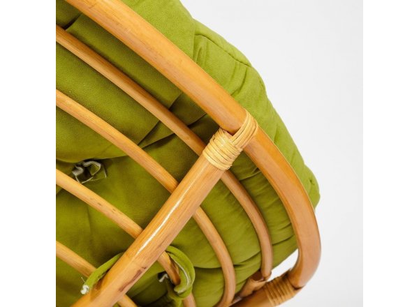 Кресло-качалка Папасан/Papasan (W 23/01 B) /с подушкой/ 115х78х104см, медовый, флок олива, 23 фото 8