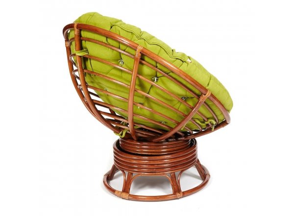 Кресло-качалка Папасан/Papasan (W 23/01 B) /с подушкой/ 115х78х104см, пекан орех, флок олива, 23