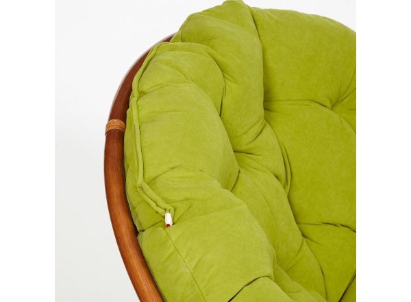 Кресло-качалка Папасан/Papasan (W 23/01 B) /с подушкой/ 115х78х104см, пекан орех, флок олива, 23