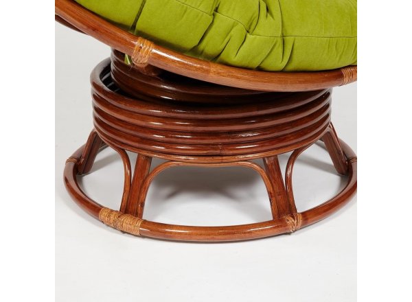 Кресло-качалка Папасан/Papasan (W 23/01 B) /с подушкой/ 115х78х104см, пекан орех, флок олива, 23 фото 6
