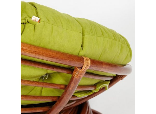 Кресло-качалка Папасан/Papasan (W 23/01 B) /с подушкой/ 115х78х104см, пекан орех, флок олива, 23 фото 9