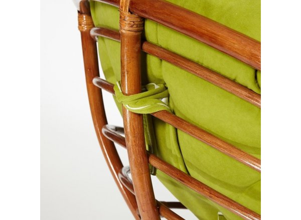Кресло-качалка Папасан/Papasan (W 23/01 B) /с подушкой/ 115х78х104см, пекан орех, флок олива, 23 фото 10