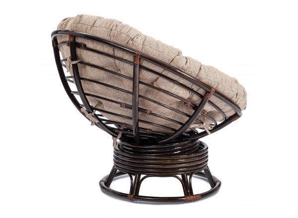 Кресло-качалка Папасан/Papasan (W 23/01 B) /с подушкой/ 115х78х104см, античный черно-коричневый, подушка рогожка, меланж фото 3