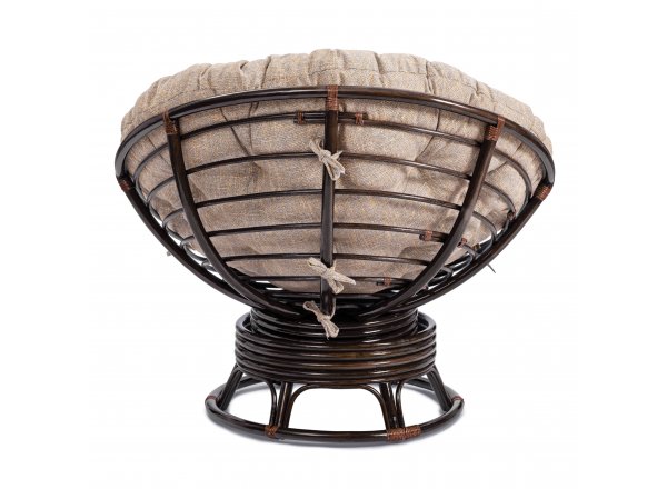Кресло-качалка Папасан/Papasan (W 23/01 B) /с подушкой/ 115х78х104см, античный черно-коричневый, подушка рогожка, меланж фото 4