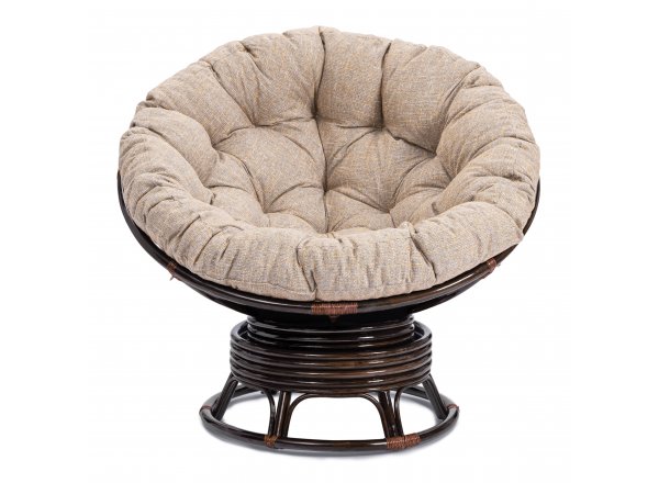 Кресло-качалка Папасан/Papasan (W 23/01 B) /с подушкой/ 115х78х104см, античный черно-коричневый, подушка рогожка, меланж фото 5